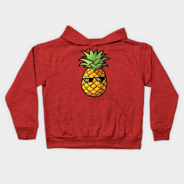 Funny Pineapple with Sunglasses Kids Hoodie by Illustradise